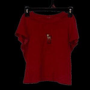 John Galliano Red Short Sleeve Tee with embroidered Swiss kids design 1-2 kids